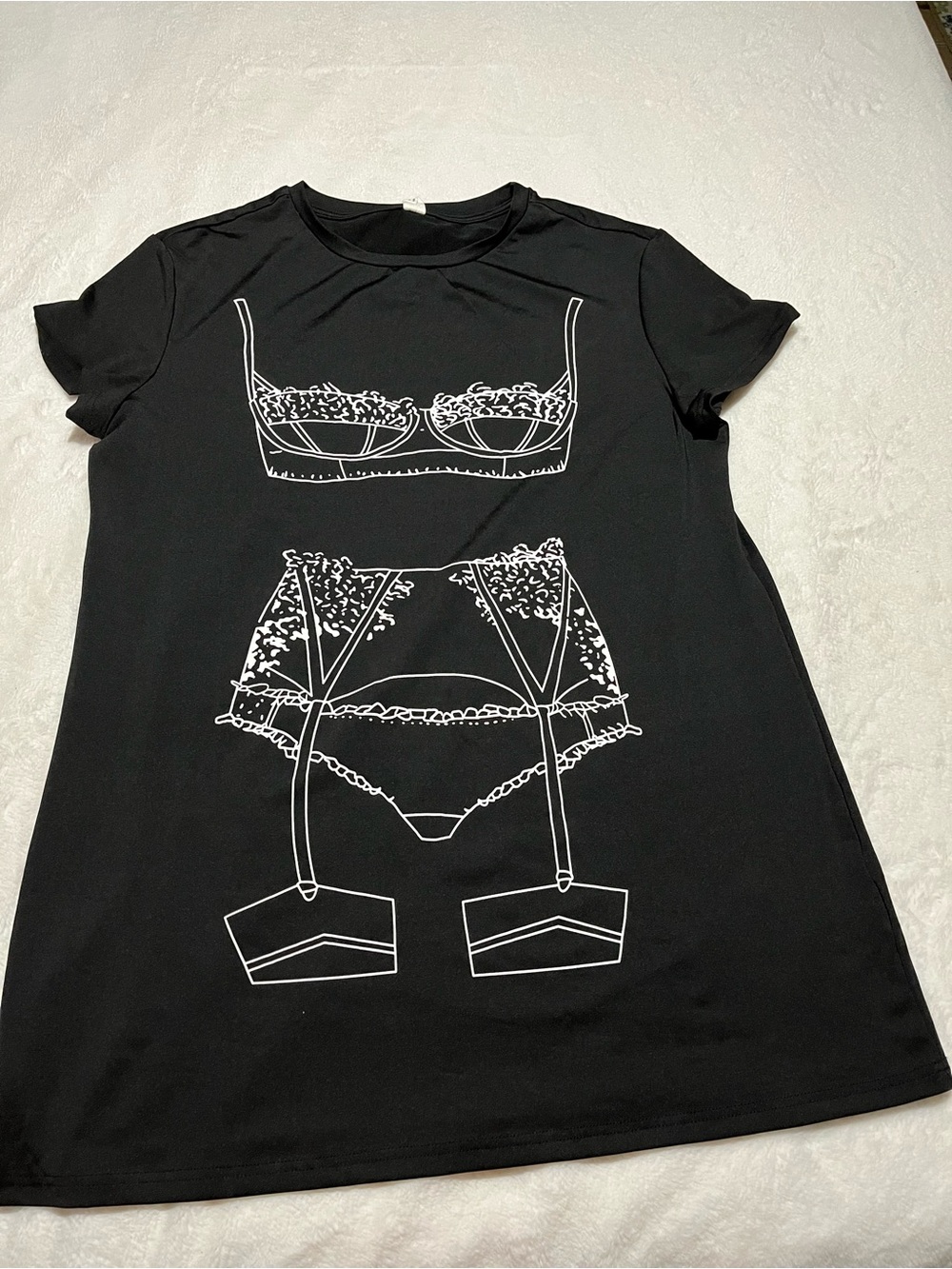 Women's Black Sleep Tee with Lingerie Graphic